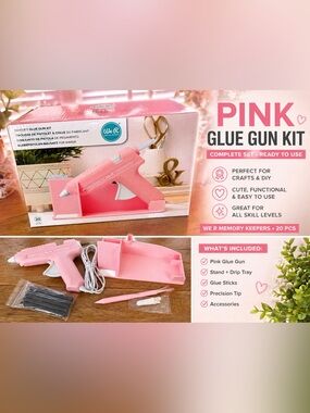 We R Memory Keepers Pink Glue Gun Kit Complete Craft Set 20pc